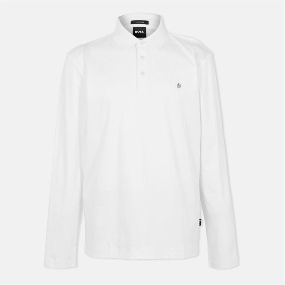 Hugo Mens C-Paley 01 Long-Sleeved Polo Shirt / Natural White
